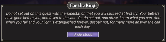 For The King Difficulty Disclaimer